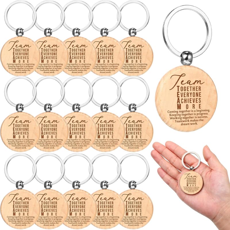 Employee Appreciation Keychain Set - 30 Inspirational Wooden Gifts