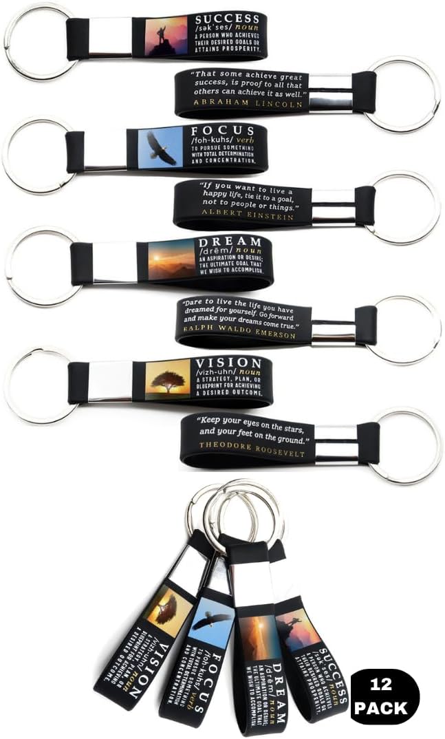 Motivational Quote Keychains - Office Gifts for Students & Employees