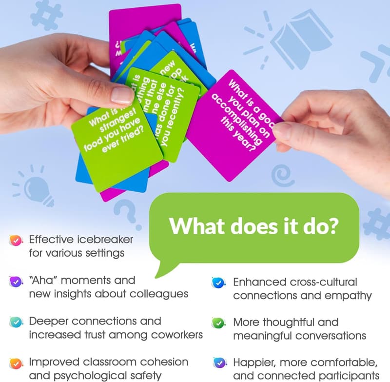 Team Building Conversation Starter Cards – 60 Icebreaker Games