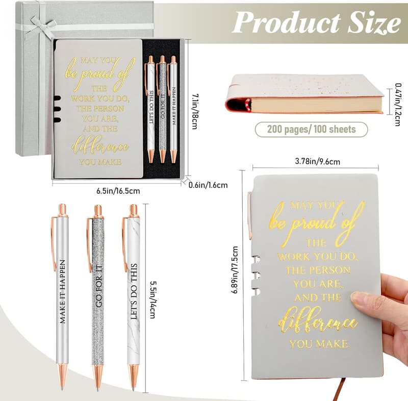 Employee Appreciation Gift Set: Leather Journal & 3 Pens