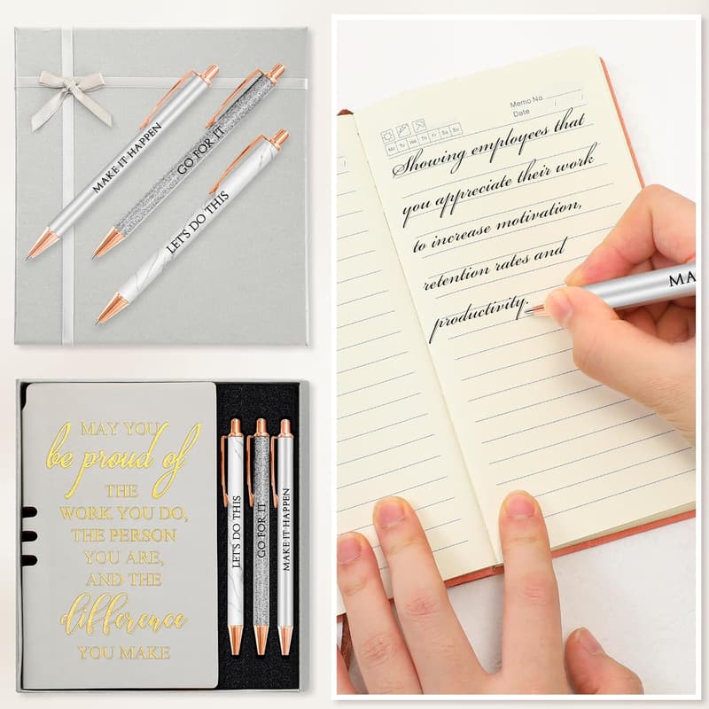 Employee Appreciation Gift Set: Leather Journal & 3 Pens