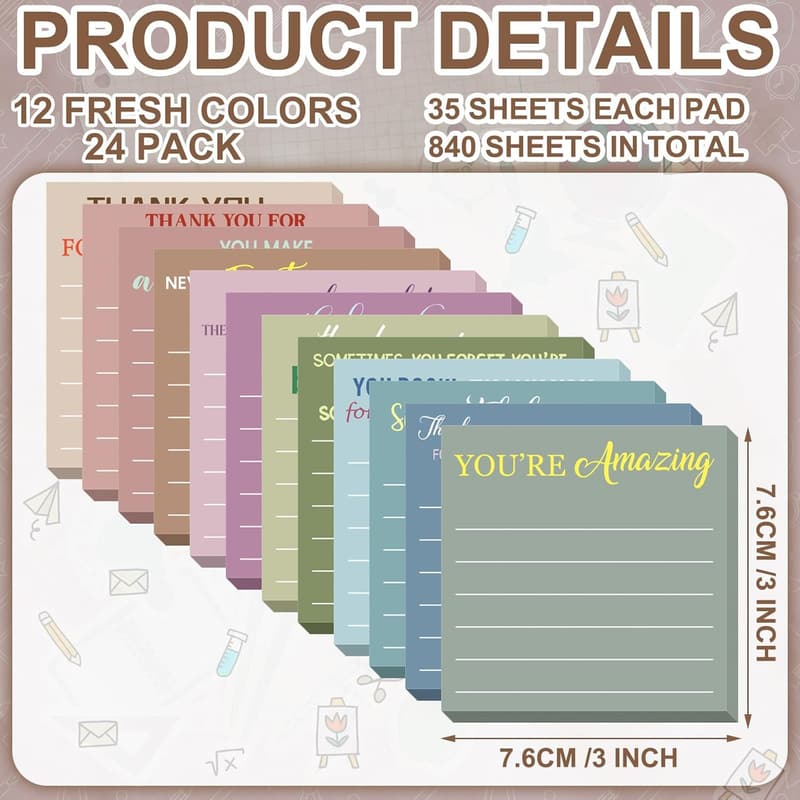 Employee Appreciation Sticky Note Gift Set - 24 Pcs