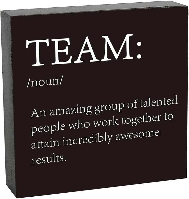 Teamwork Definition Wooden Box Sign for Office Decor