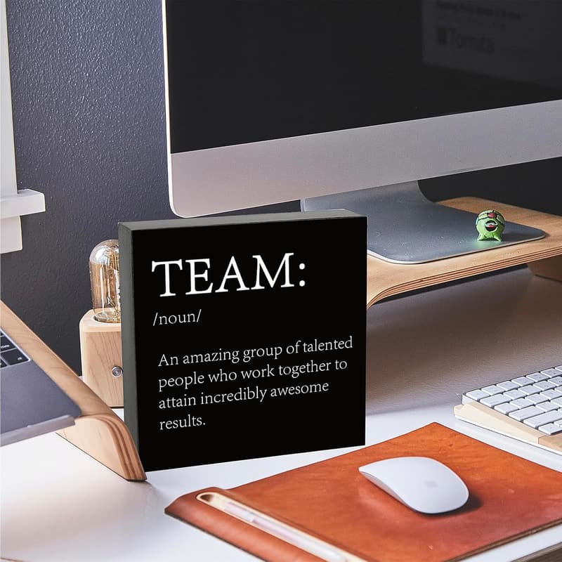 Teamwork Definition Wooden Box Sign for Office Decor