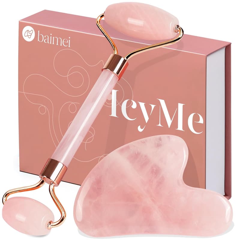 Jade Roller & Gua Sha Set for Skin Care – Pink Self-Care Gift