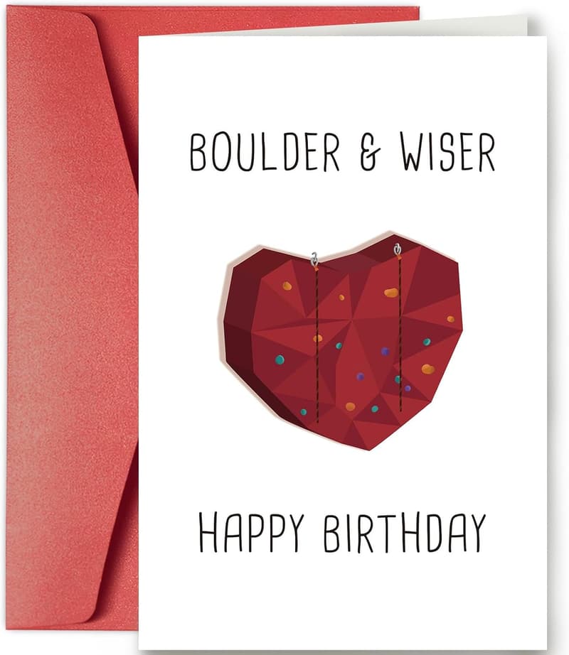 Climber Birthday Card for Him - Funny Boulder & Wiser Design