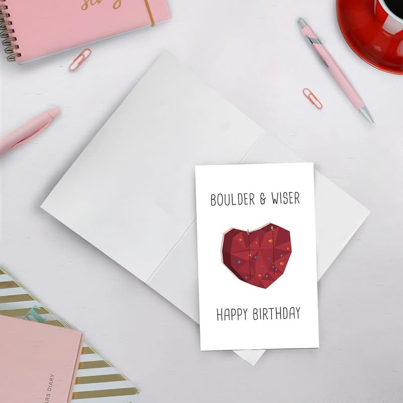Climber Birthday Card for Him - Funny Boulder & Wiser Design