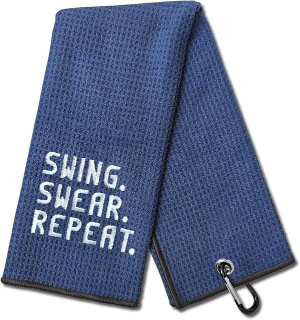 Funny Golf Towel for Men - Embroidered Navy Blue Golf Gift