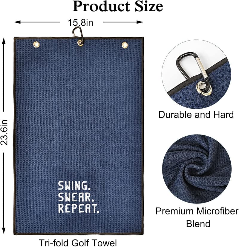Funny Golf Towel for Men - Embroidered Navy Blue Golf Gift