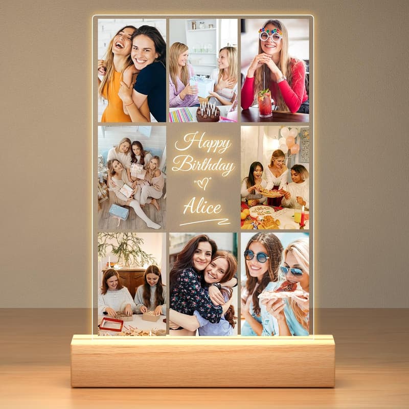 Personalized Photo Frame with Night Light - Ideal Birthday Gift