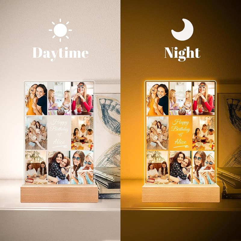 Personalized Photo Frame with Night Light - Ideal Birthday Gift
