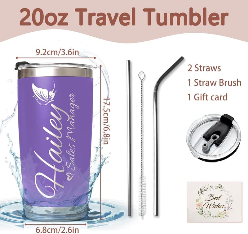 Personalized 20 oz Stainless Steel Travel Tumbler for Birthday