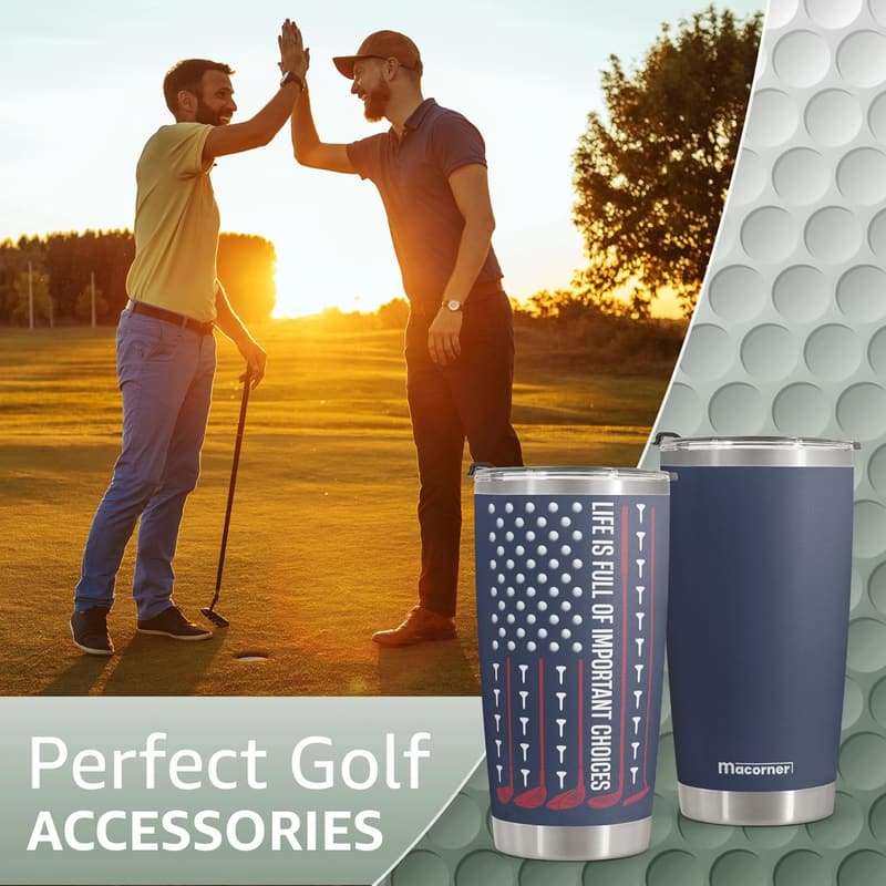 Father's Day Golf Tumbler 20oz - Stainless Steel Gift for Dad