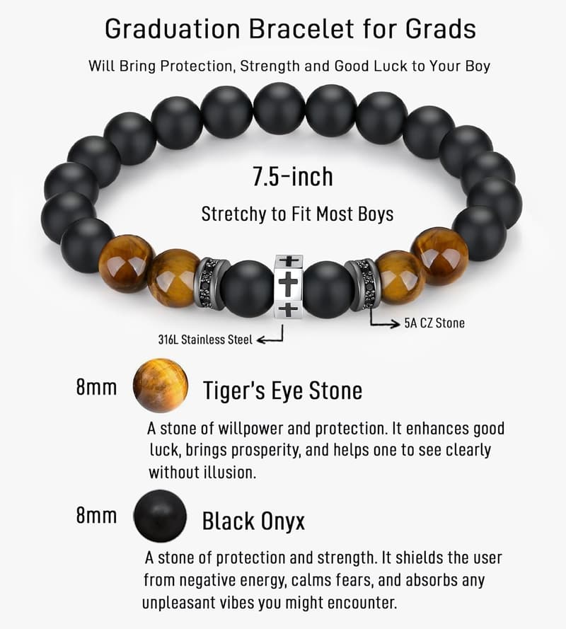 Graduation Cross Bracelet for Men & Boys - Christian Gift