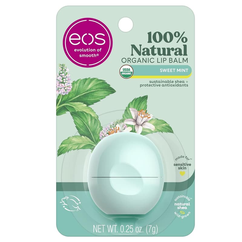 Natural Organic Lip Balm - Sweet Mint for Sensitive Skin, 0.25 oz