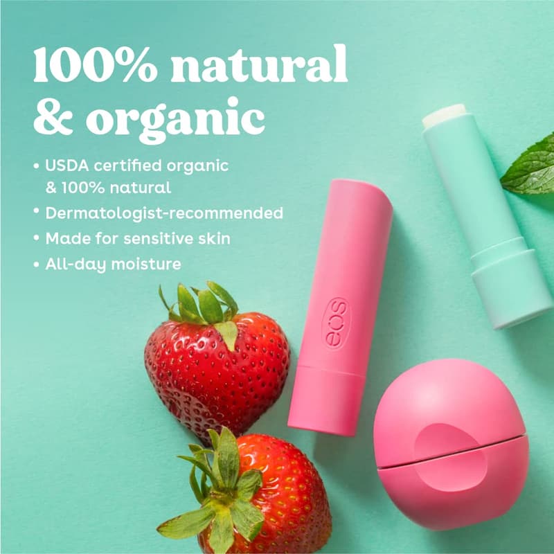 Natural Organic Lip Balm - Sweet Mint for Sensitive Skin, 0.25 oz