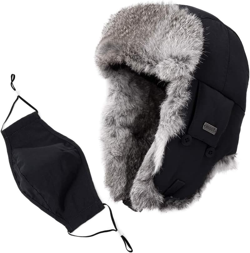 Waterproof 100% Rabbit Fur Winter Trapper Hat