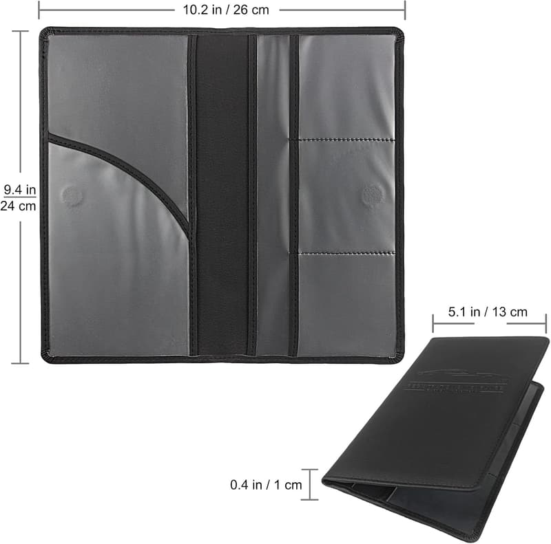 Car Organizer with Magnetic Closure for Registration & Insurance (Black)