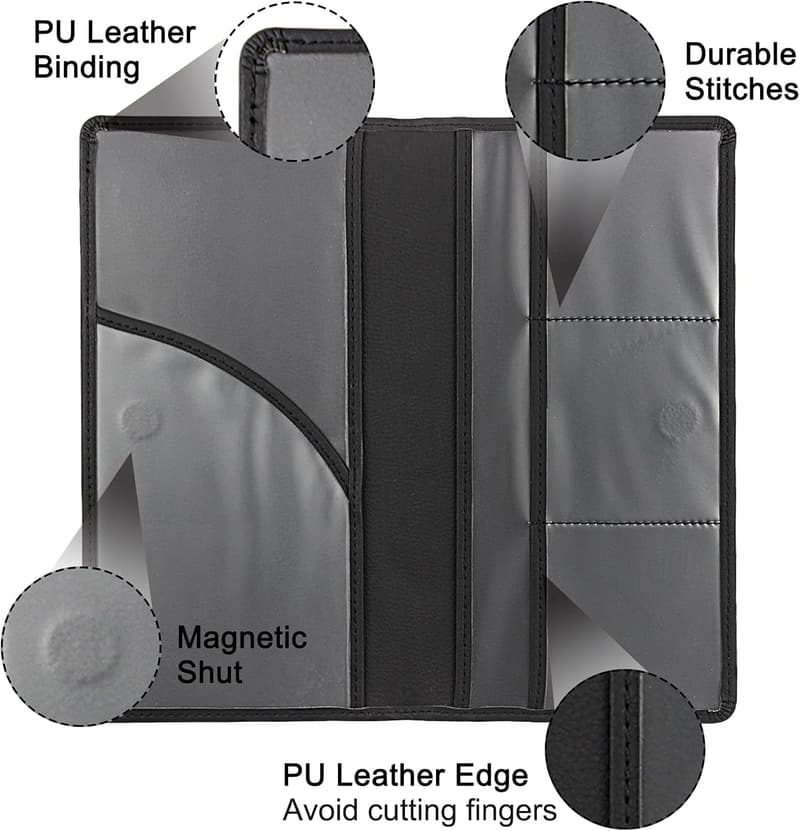 Car Organizer with Magnetic Closure for Registration & Insurance (Black)