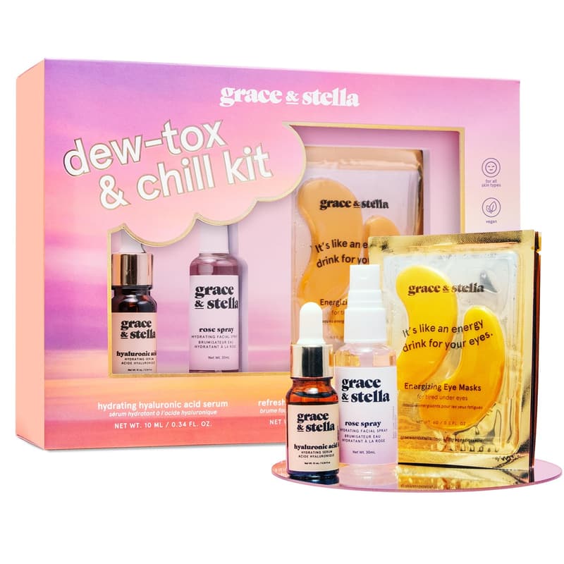 Mother's Day Travel Essentials Set with Gold Eye Masks & Serum