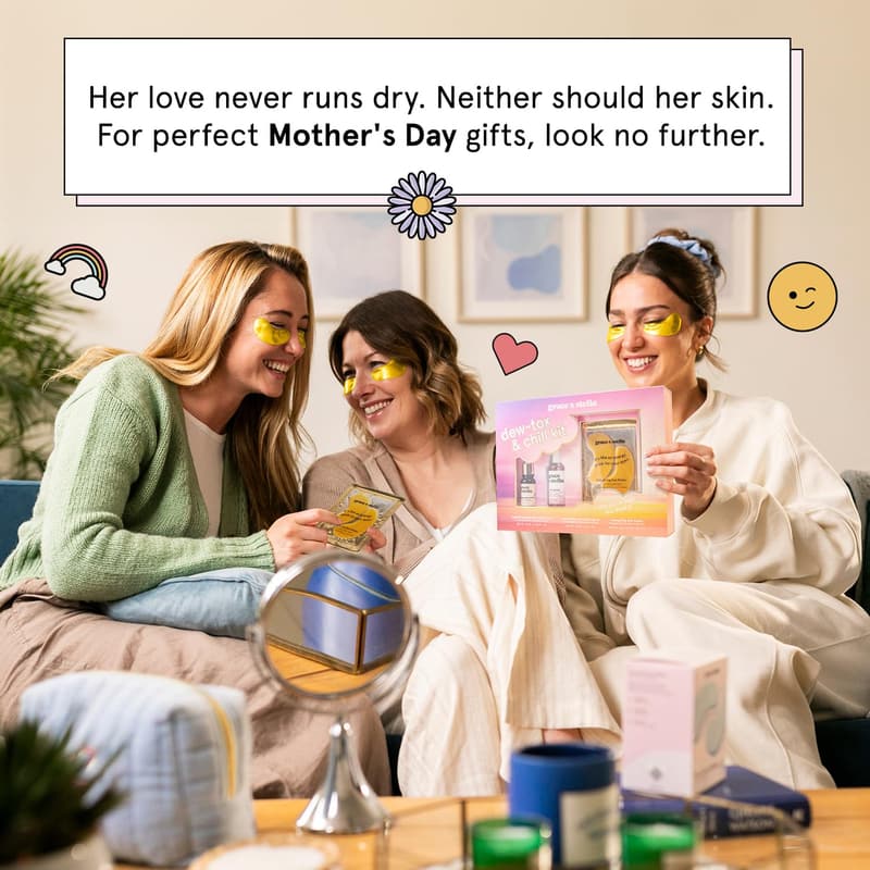 Mother's Day Travel Essentials Set with Gold Eye Masks & Serum