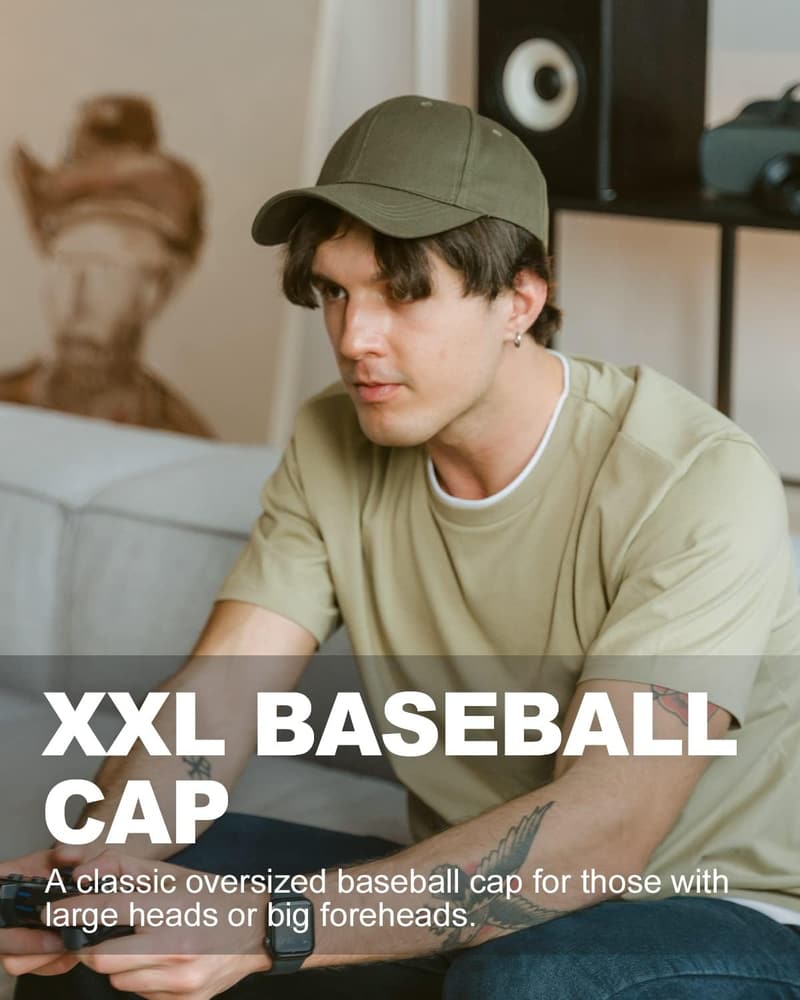 XXL Adjustable Cotton Baseball Cap for Large Heads