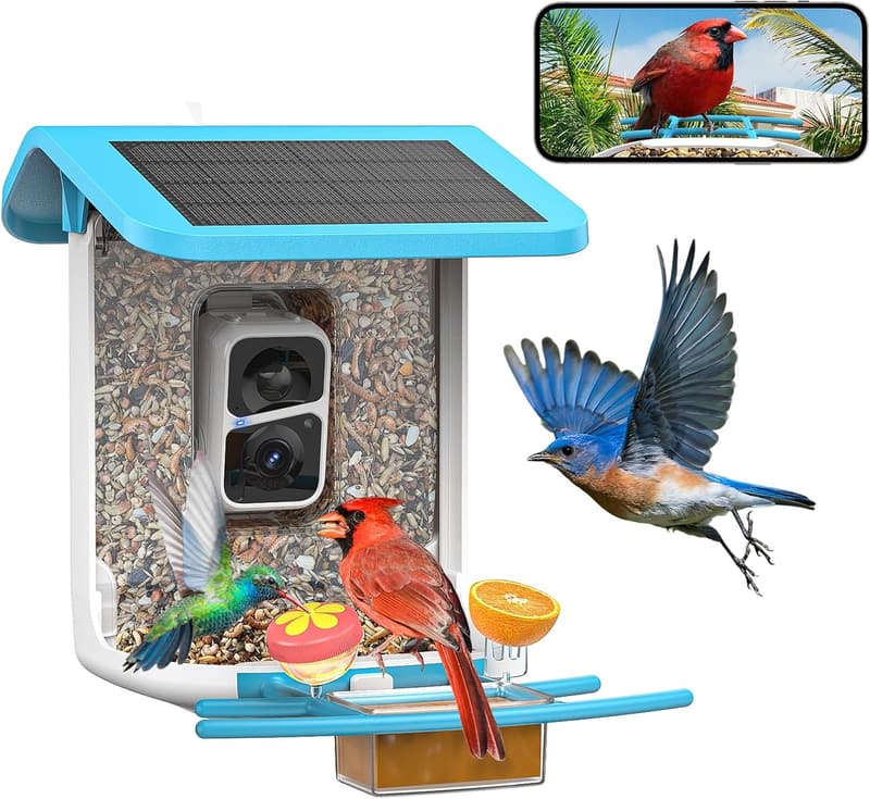 Smart Bird Feeder with Camera - Solar WiFi Live Streaming
