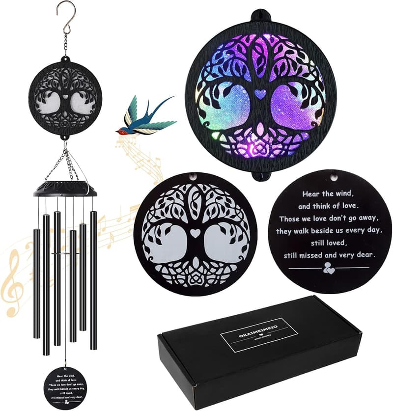 Memorial Gift: Solar Tree of Life Wind Chimes for Mom