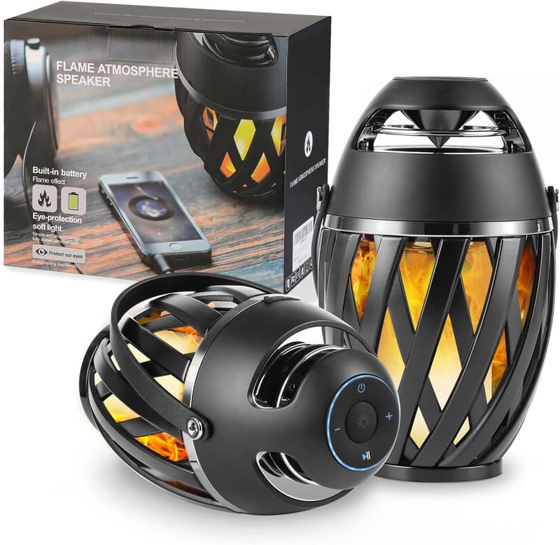 Waterproof Outdoor Bluetooth Speakers with LED Flame - Gift for Dad