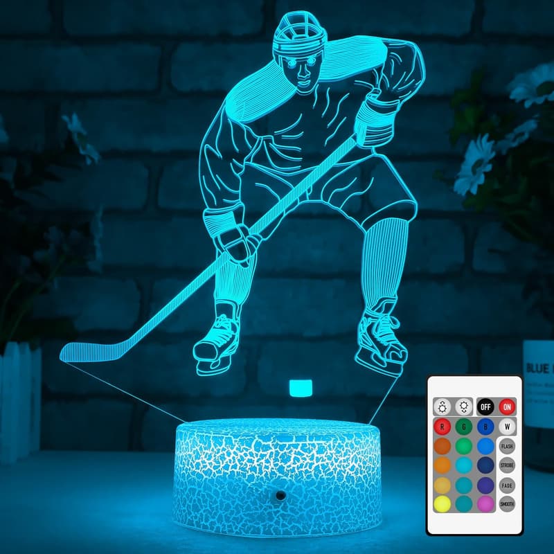 Kids Ice Hockey Night Light with Remote Control - 16 Colors