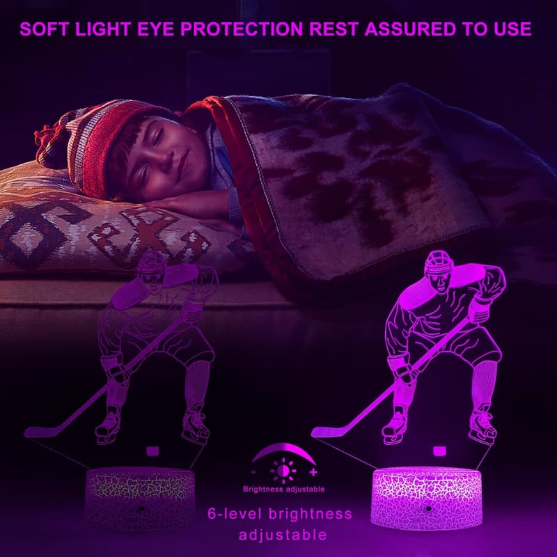Kids Ice Hockey Night Light with Remote Control - 16 Colors