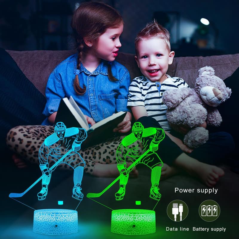 Kids Ice Hockey Night Light with Remote Control - 16 Colors