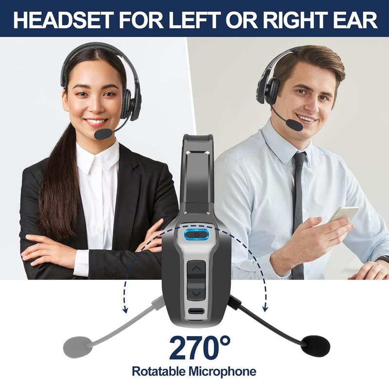 Bluetooth Trucker Headset with AI Noise Canceling