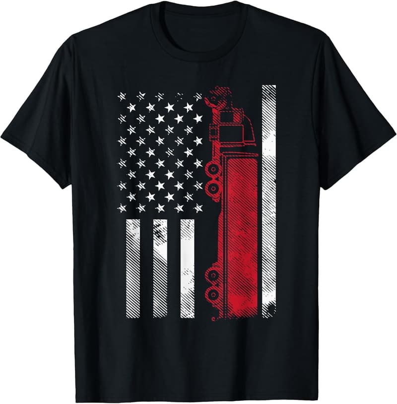 American Flag Trucker Short Sleeve T-Shirt for Drivers
