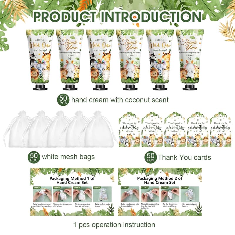 Baby Shower Hand Cream Favor Sets with Gift Bags (50 Pack)