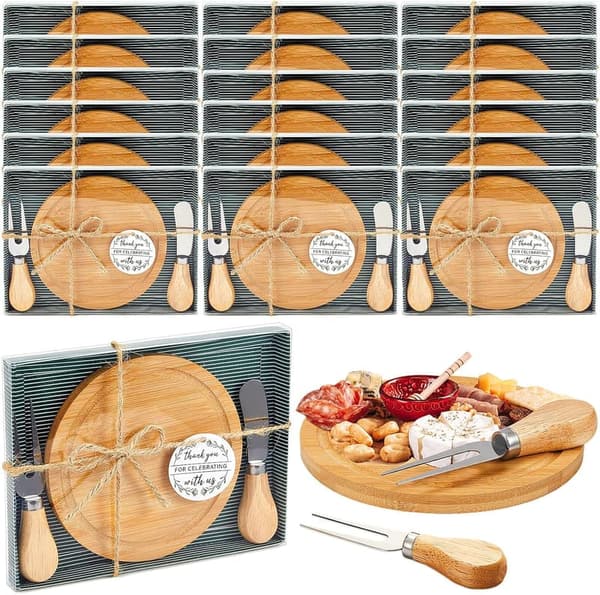 Bridal Shower Game Prize: Bamboo Cheese Board Set with Gift Box
