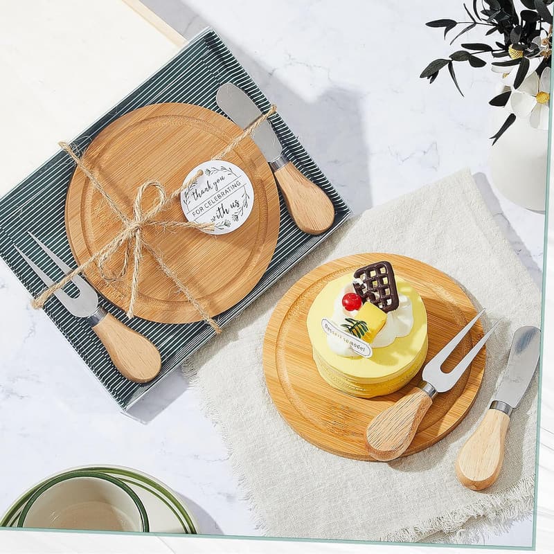 Bridal Shower Game Prize: Bamboo Cheese Board Set with Gift Box