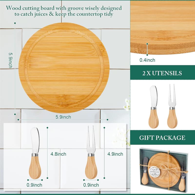 Bridal Shower Game Prize: Bamboo Cheese Board Set with Gift Box