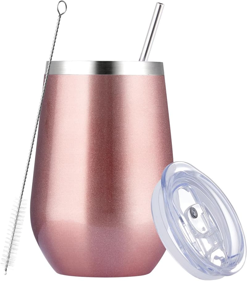 Bridal Shower Insulated Wine Tumbler - 12oz Rose Gold Stainless Steel