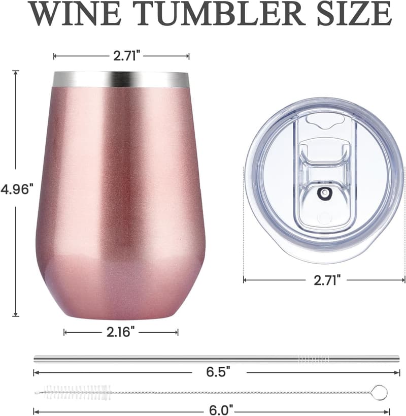 Bridal Shower Insulated Wine Tumbler - 12oz Rose Gold Stainless Steel