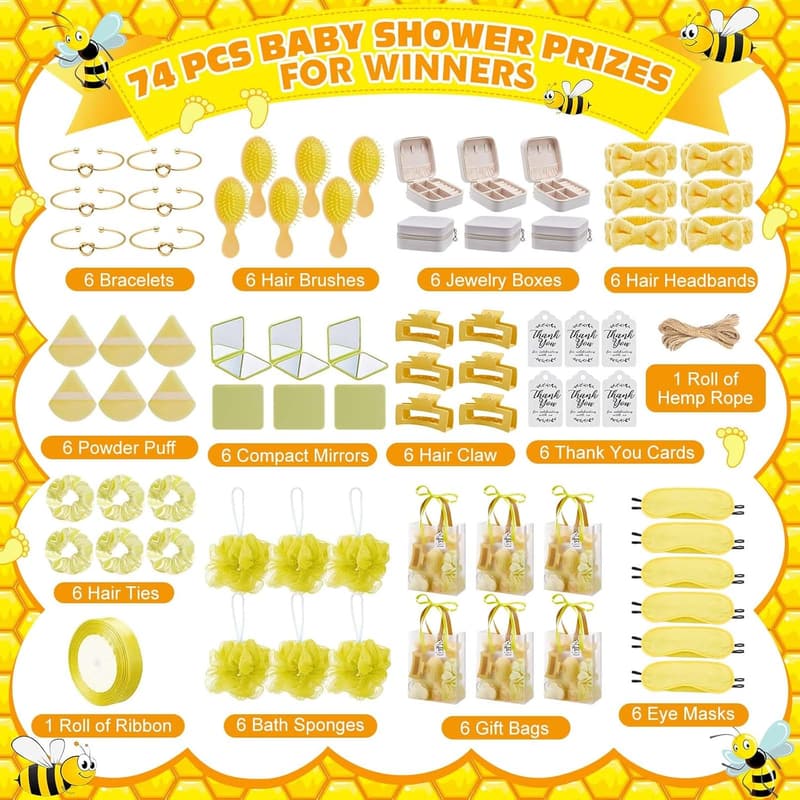 Baby Shower Prizes Gift Set - 74 Pcs for Game Winners