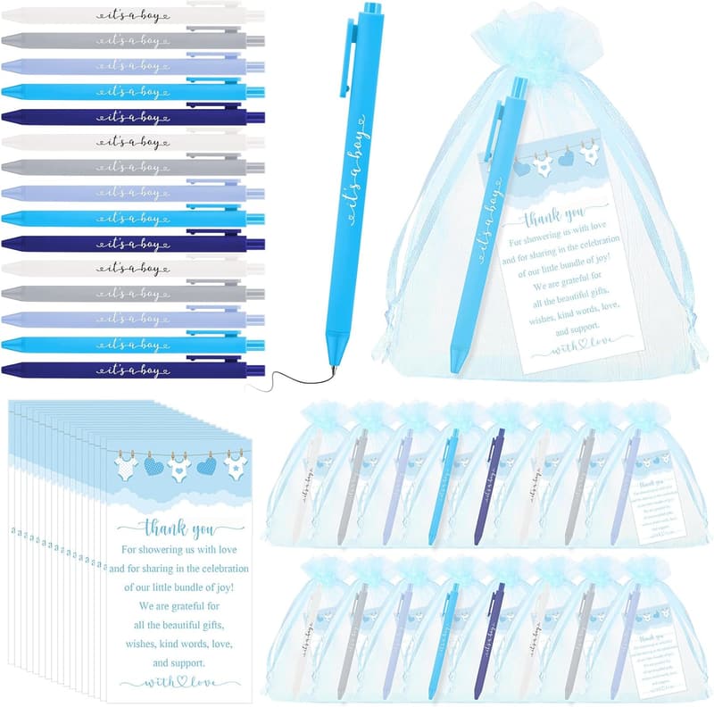 Baby Shower Favors: 50 Set Pens with Organza Bags, It's a Boy