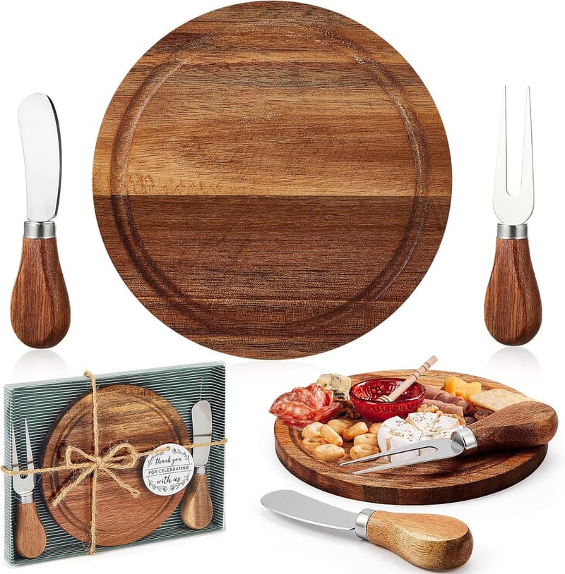 Baby Shower Game Prizes: Acacia Cheese Board Set with Gift Box