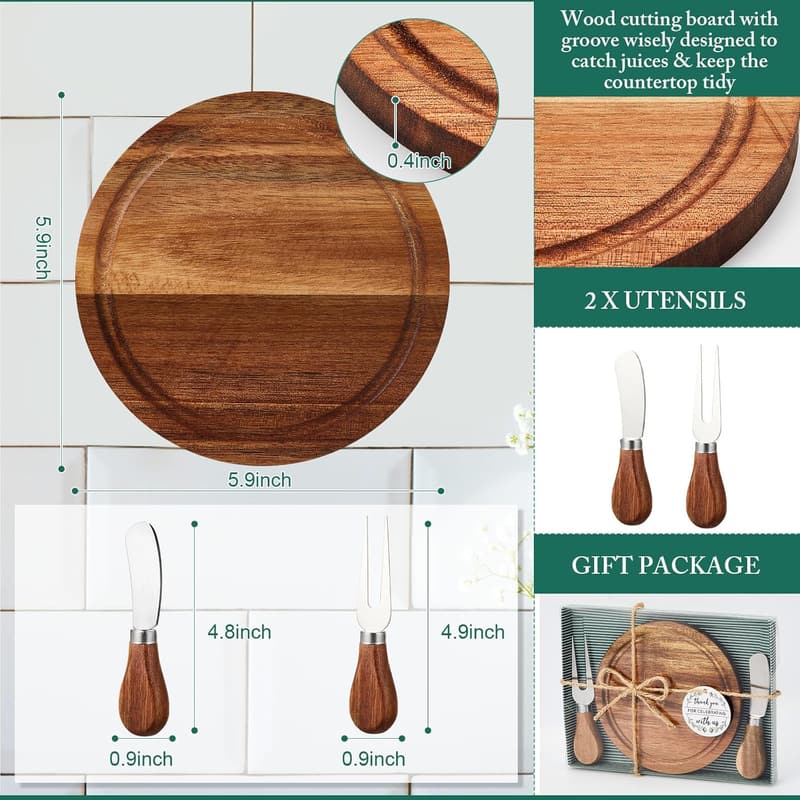 Baby Shower Game Prizes: Acacia Cheese Board Set with Gift Box