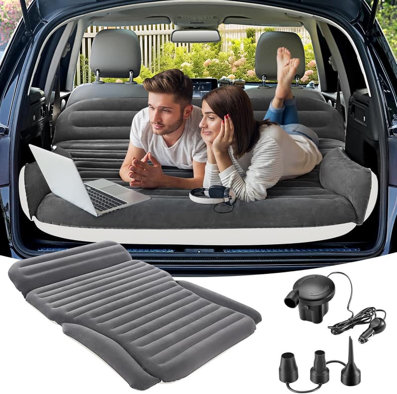 Portable Inflatable SUV Air Mattress for Travel with Pump & Pillows