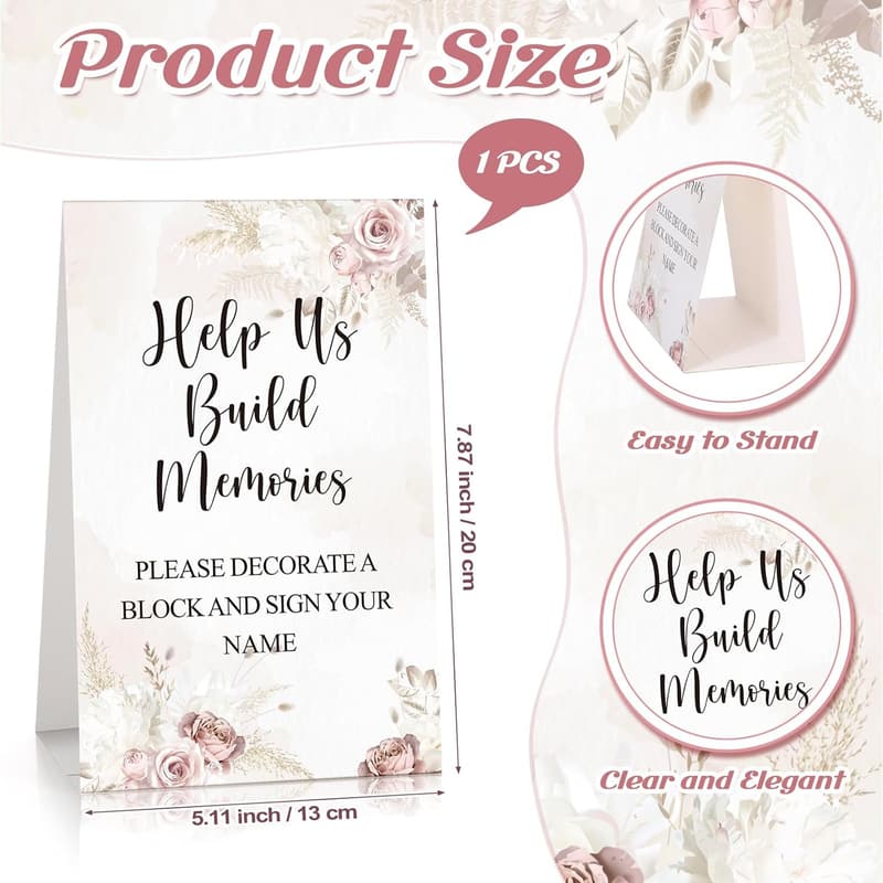 Baby Shower Decor: 125-Pc DIY Block Game Set with Markers