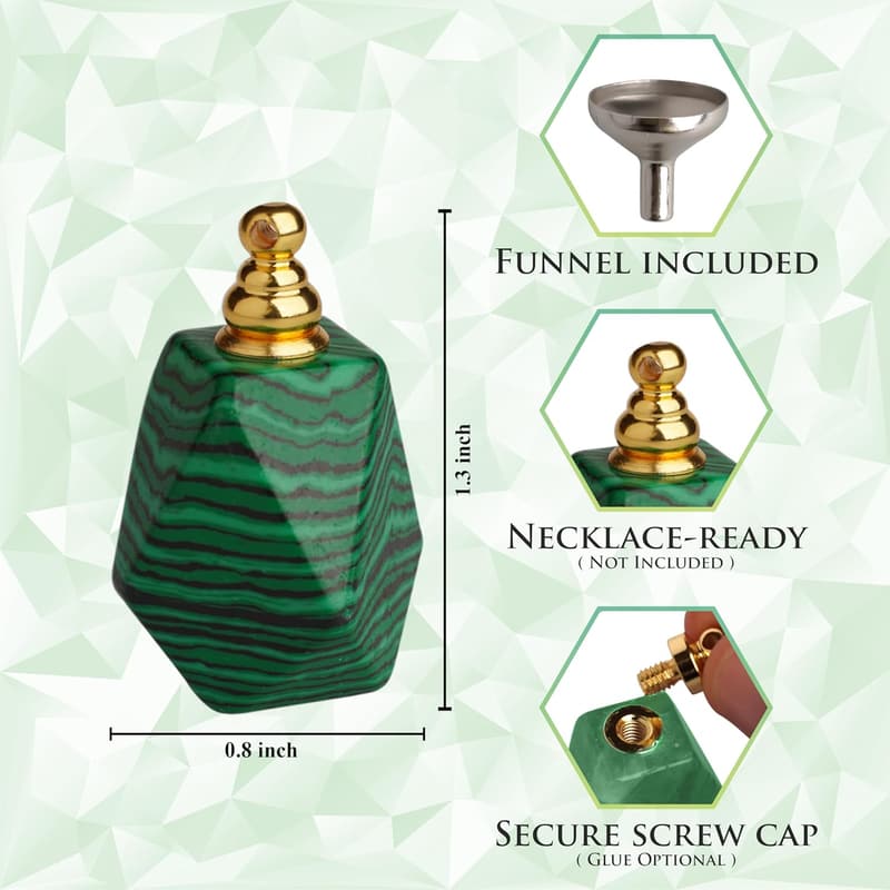 Wearable Malachite Crystal Keepsake Urn for Ashes