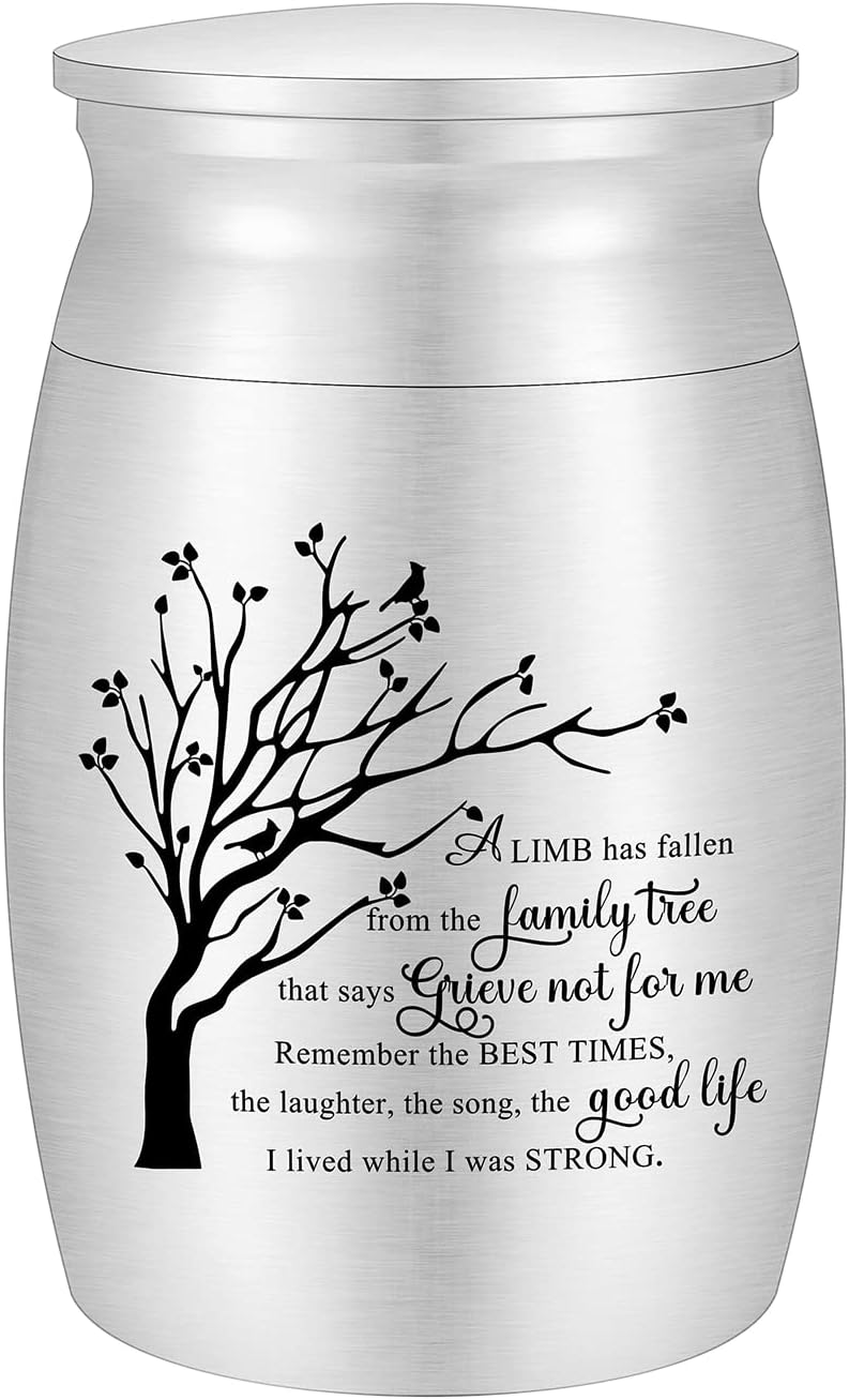 Mini Aluminum Urn with Tree of Life Design for Ashes