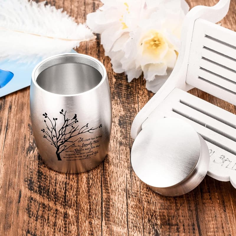 Mini Aluminum Urn with Tree of Life Design for Ashes