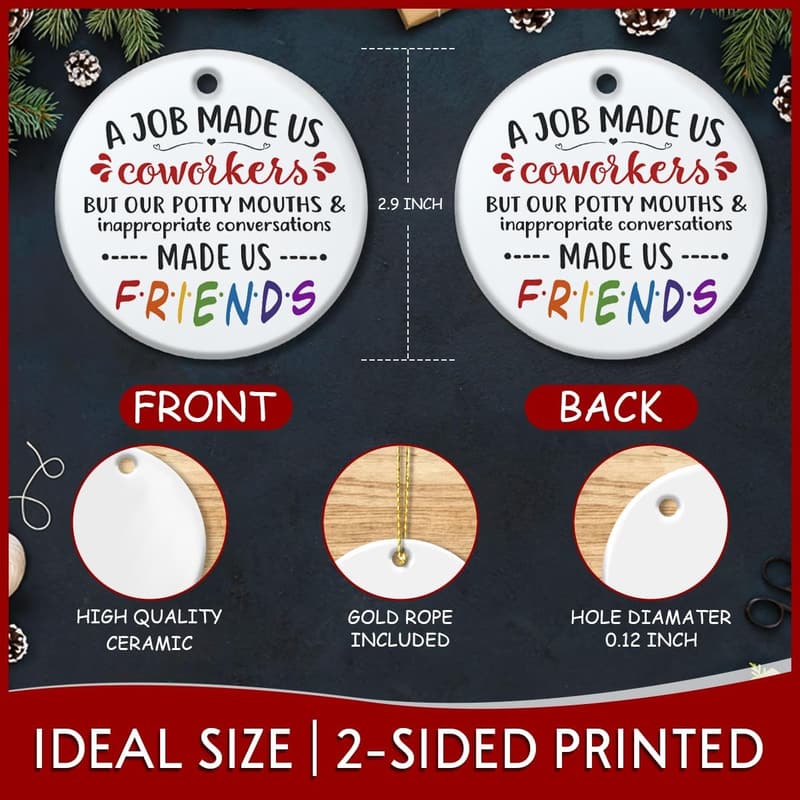Christmas Ceramic Ornaments - Fun Gifts for Coworkers & Friends